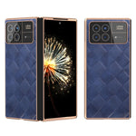 Xiaomi Mix Fold 3 5G-skal med rutmönster och läder + PC-galvanisering, mobilskal
