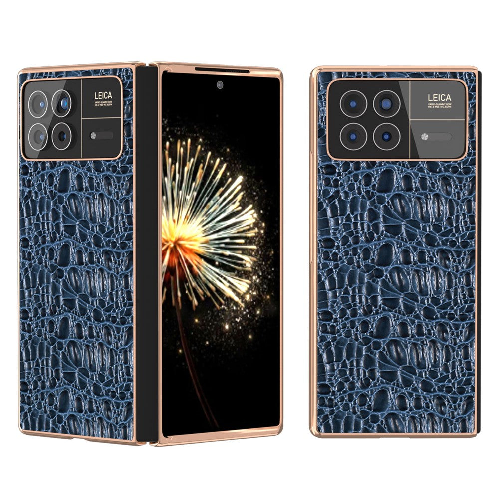 For Xiaomi Mix Fold 3 5G Case Shockproof Genuine Cow Leather+PC Electroplating Cover