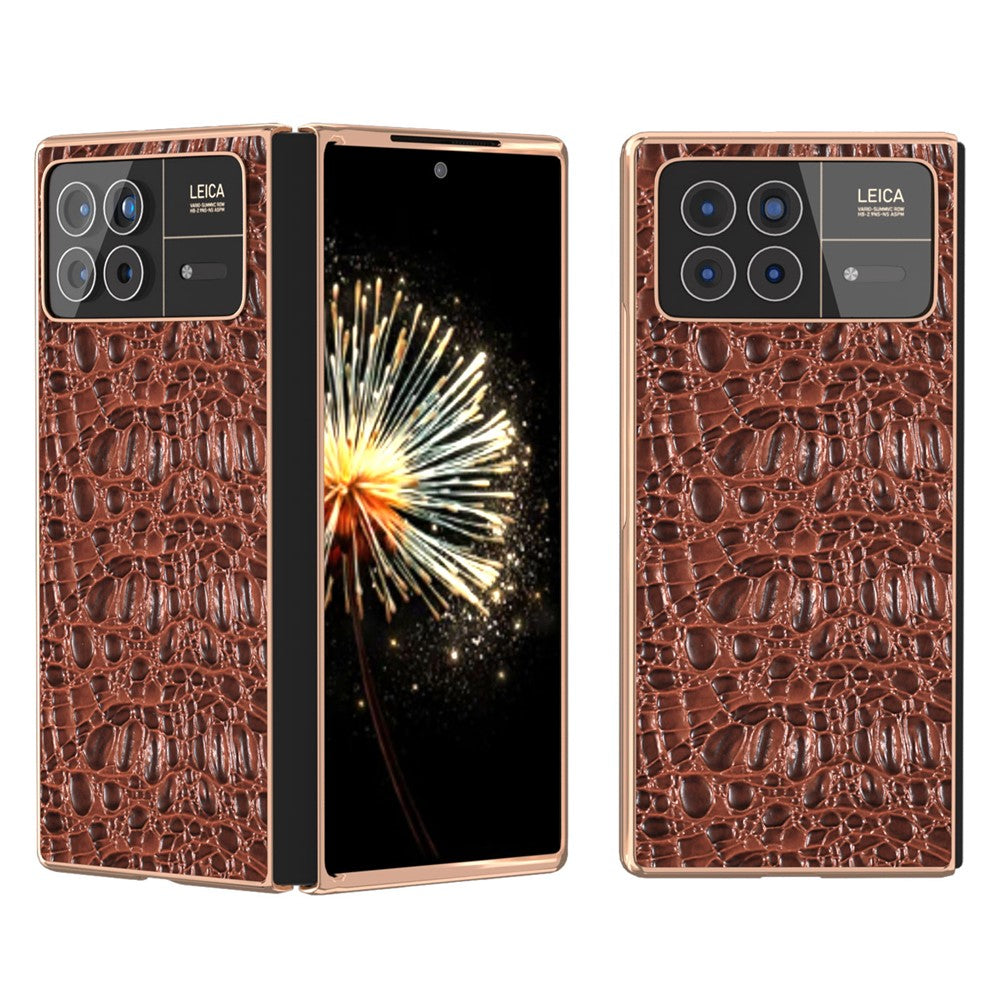 For Xiaomi Mix Fold 3 5G Case Shockproof Genuine Cow Leather+PC Electroplating Cover