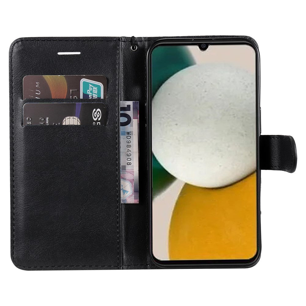 For Samsung Galaxy A05s 4G Case Solid Color Leather Mobile Cover Wallet Stand with Strap