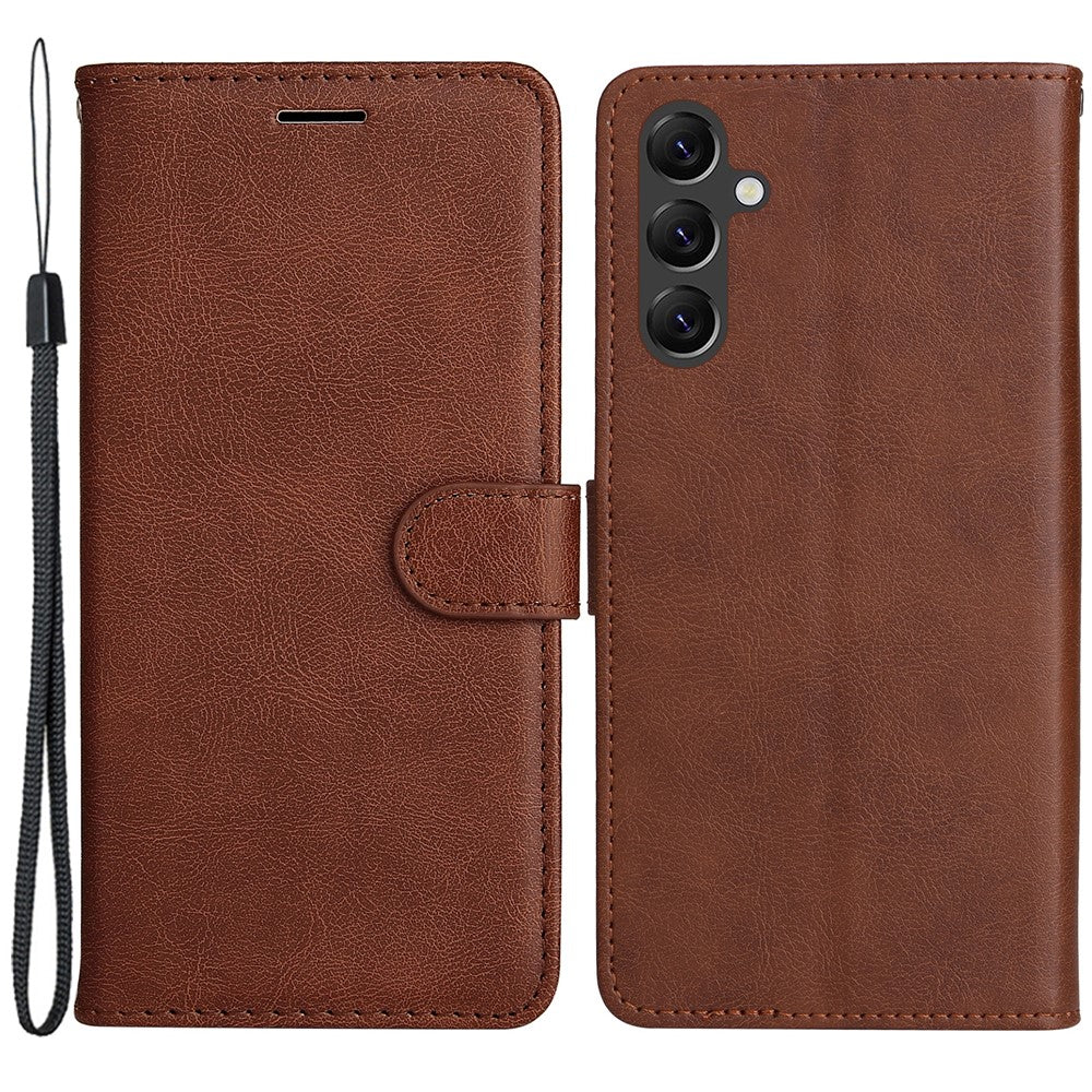 For Samsung Galaxy A05s 4G Case Solid Color Leather Mobile Cover Wallet Stand with Strap