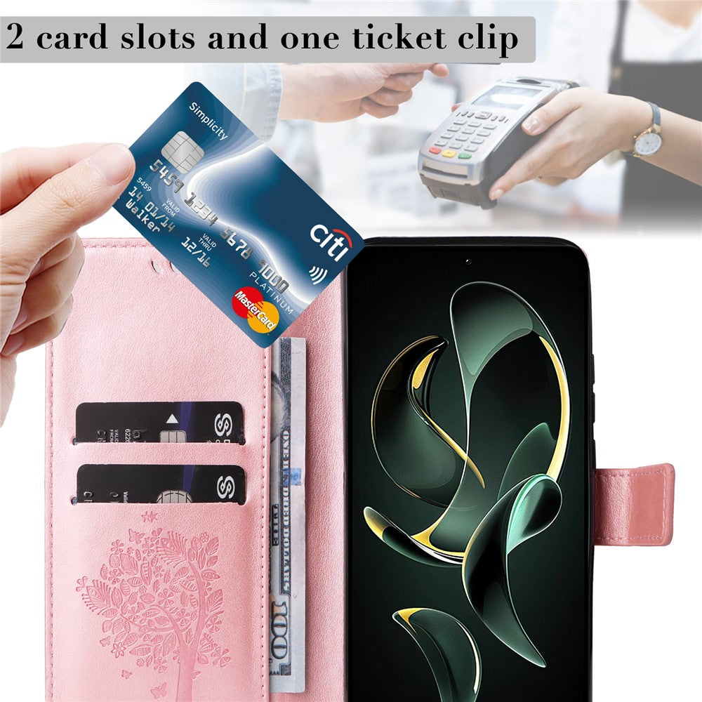 For Xiaomi Redmi K60 Ultra / 13T / 13T Pro Phone Case with Stand Cat Tree Pattern Leather Wallet Mobile Cover