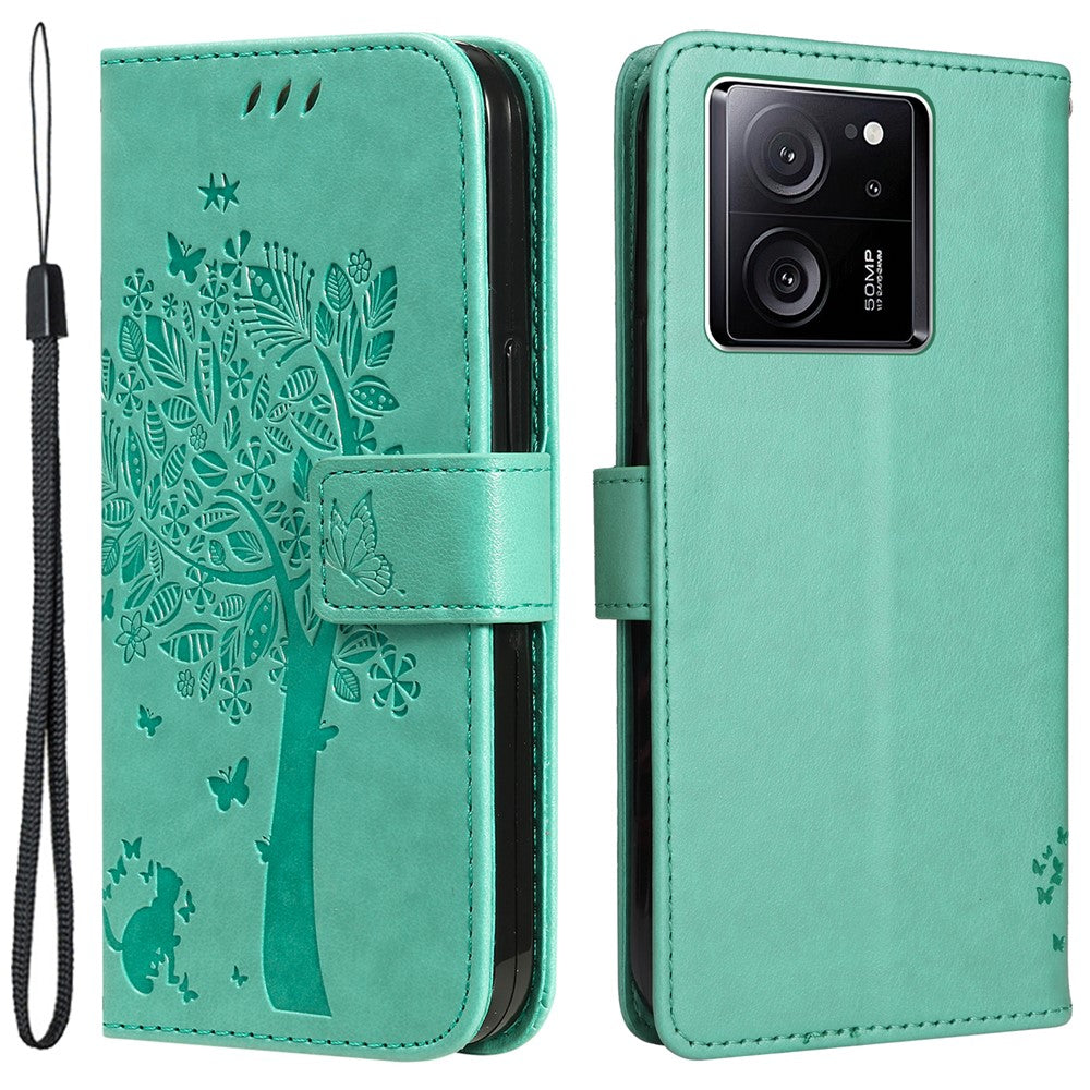 For Xiaomi Redmi K60 Ultra / 13T / 13T Pro Phone Case with Stand Cat Tree Pattern Leather Wallet Mobile Cover