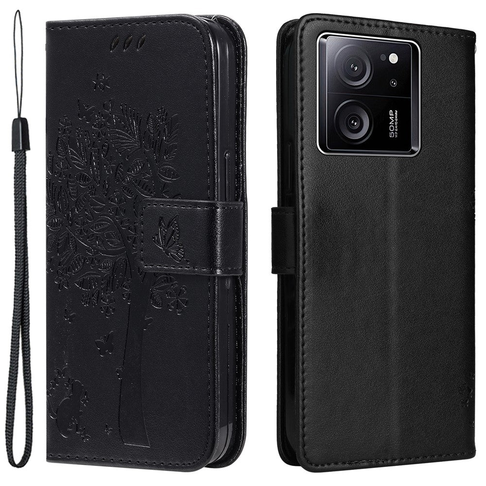 For Xiaomi Redmi K60 Ultra / 13T / 13T Pro Phone Case with Stand Cat Tree Pattern Leather Wallet Mobile Cover