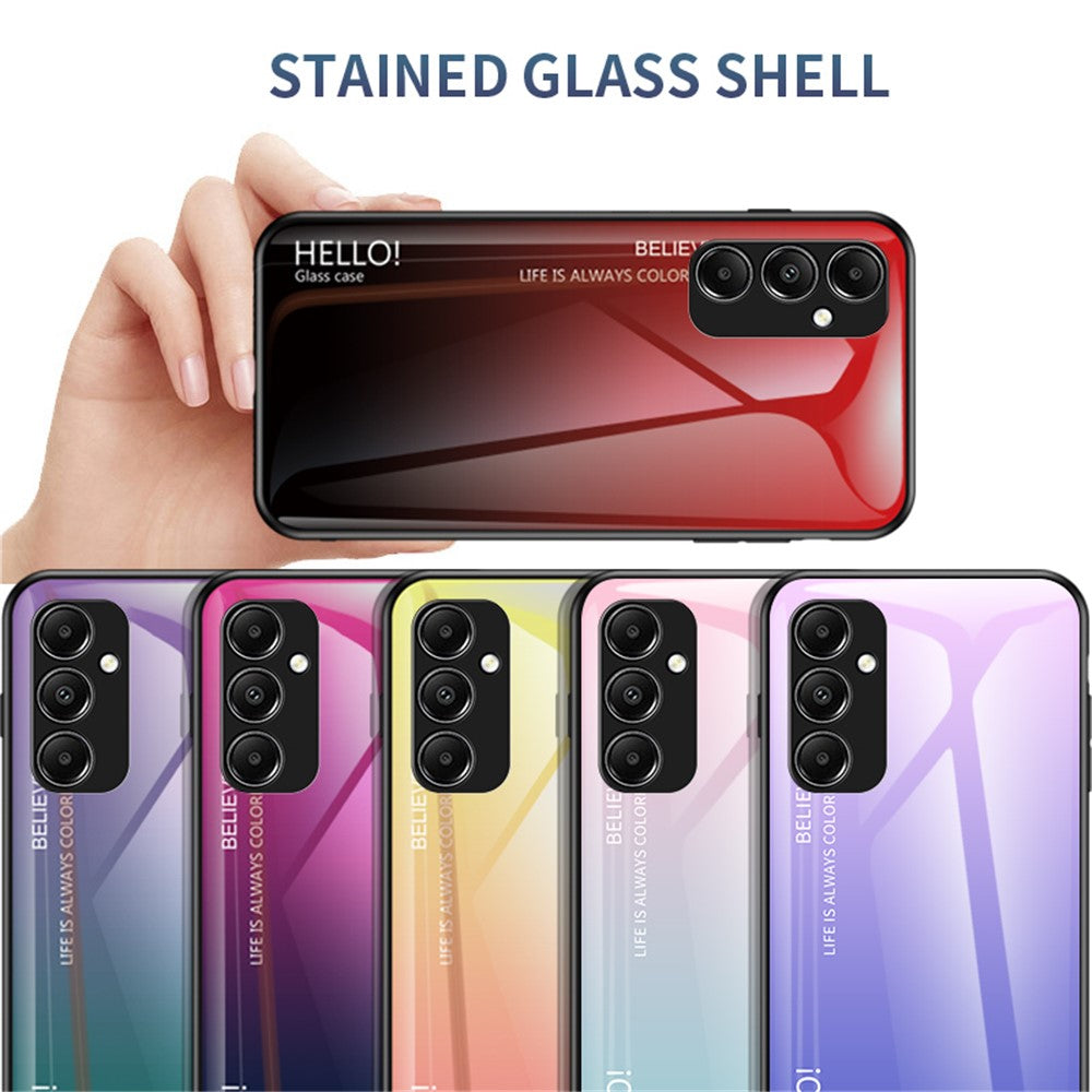 Til Samsung Galaxy A05s 4G Cover Hærdet Glas+PC+TPU Gradient Anti-fald Telefoncover