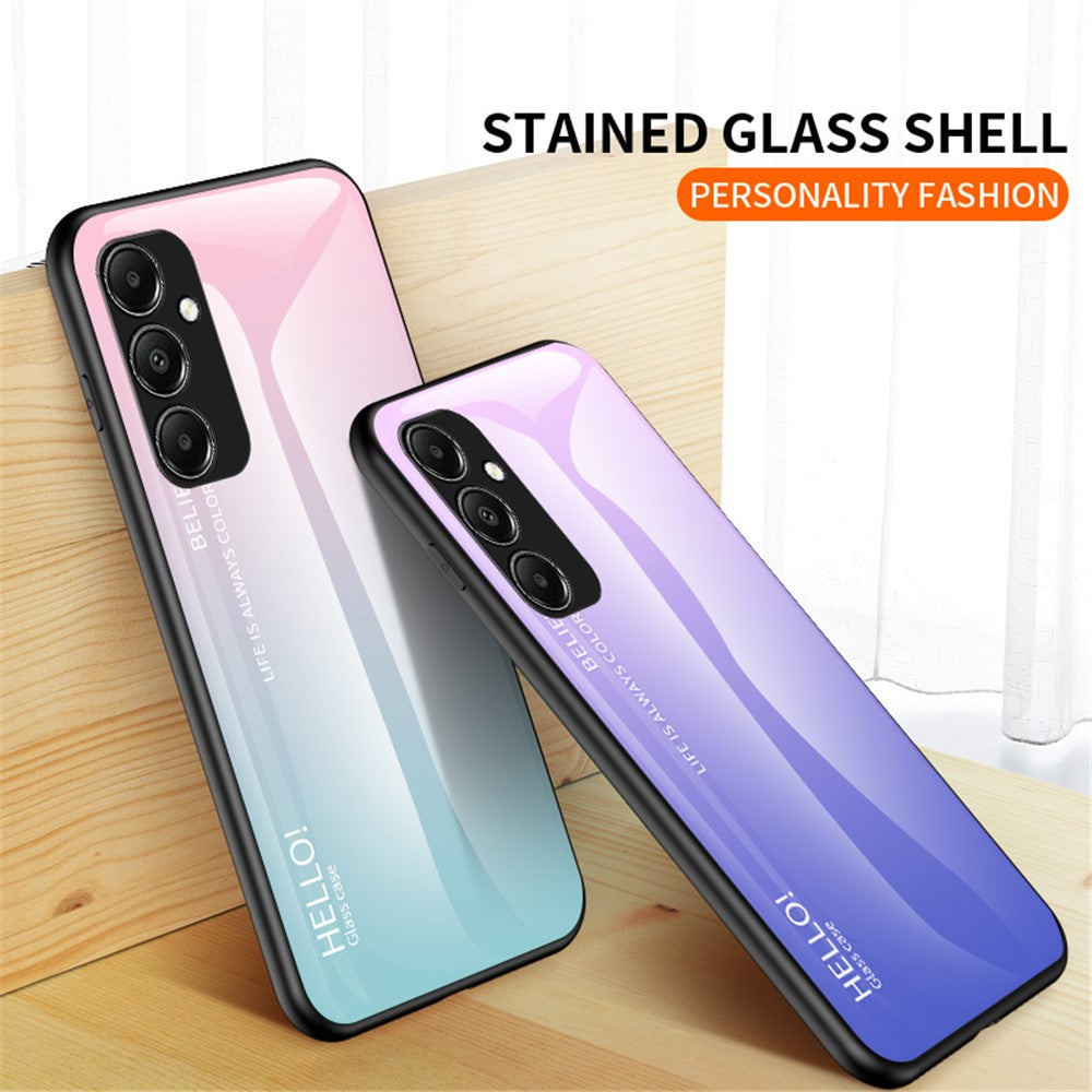 Til Samsung Galaxy A05s 4G Cover Hærdet Glas+PC+TPU Gradient Anti-fald Telefoncover