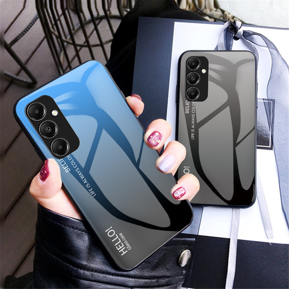 Til Samsung Galaxy A05s 4G Cover Hærdet Glas+PC+TPU Gradient Anti-fald Telefoncover