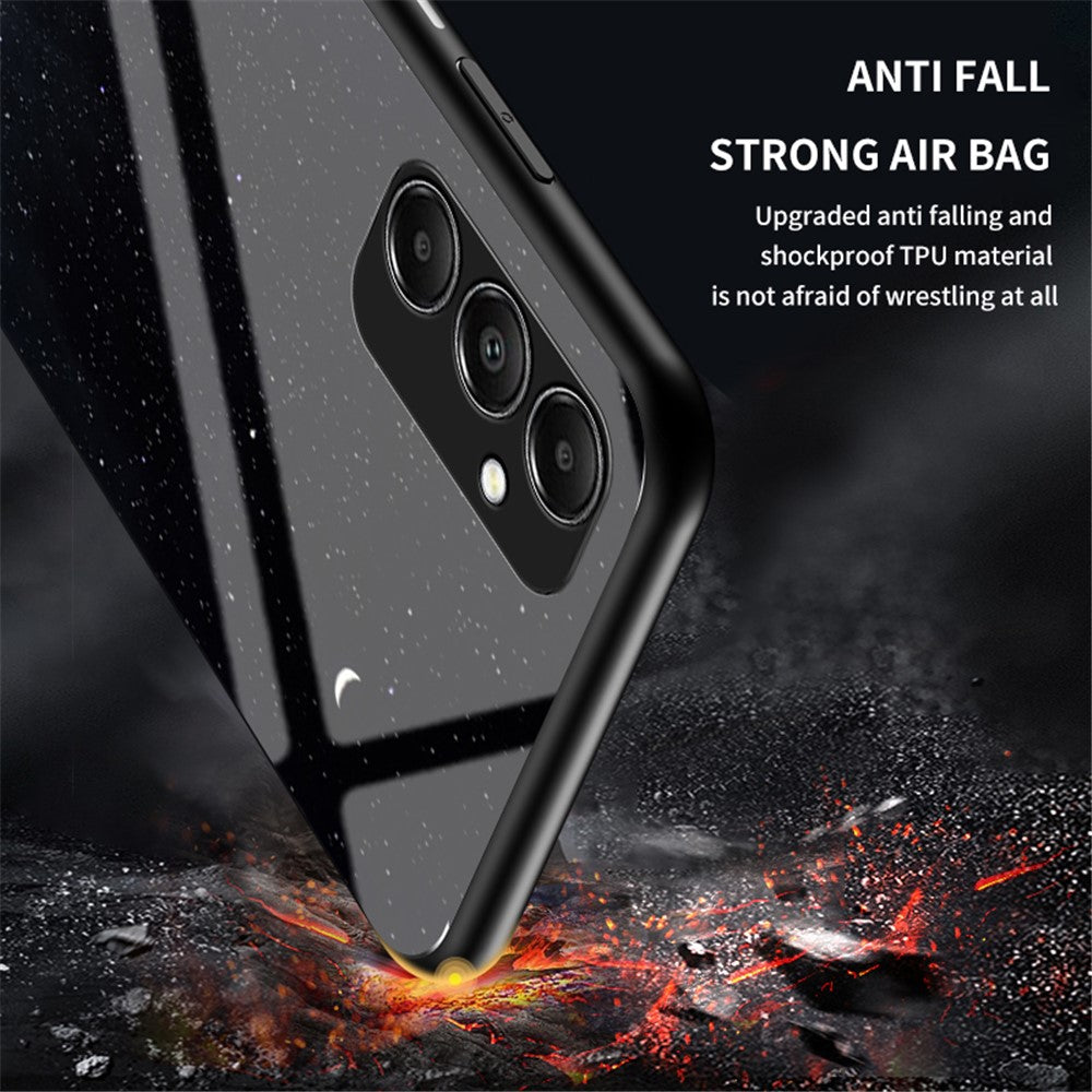 Til Samsung Galaxy A05s 4G Cover, Stjernehimmel Mønster Hærdet Glas+PC+TPU Anti-fald Telefoncover