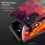 Til Samsung Galaxy A05s 4G Cover, Stjernehimmel Mønster Hærdet Glas+PC+TPU Anti-fald Telefoncover