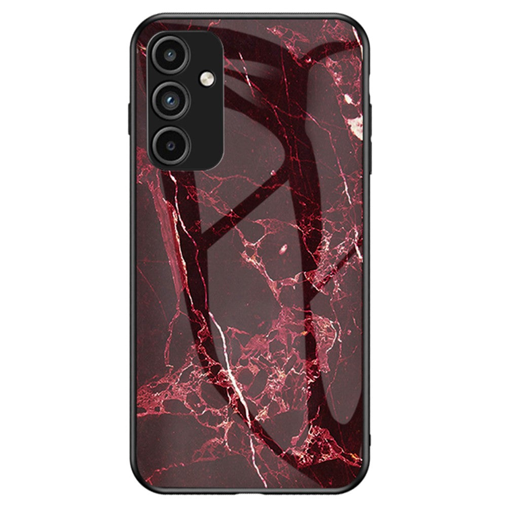 Til Samsung Galaxy A15 4G Cover Faldsikkert Marmormønster Hærdet Glas+PC+TPU Skal