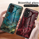 Til Samsung Galaxy A15 4G Cover Faldsikkert Marmormønster Hærdet Glas+PC+TPU Skal