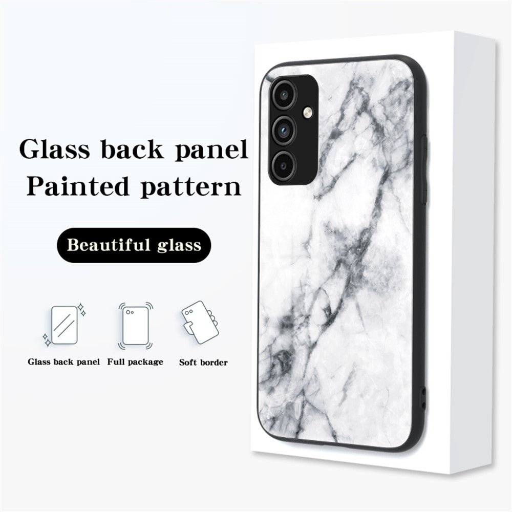 Til Samsung Galaxy A15 4G Cover Faldsikkert Marmormønster Hærdet Glas+PC+TPU Skal