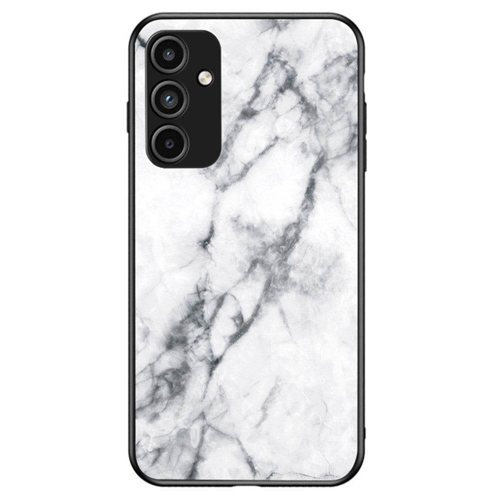 Til Samsung Galaxy A15 4G Cover Faldsikkert Marmormønster Hærdet Glas+PC+TPU Skal