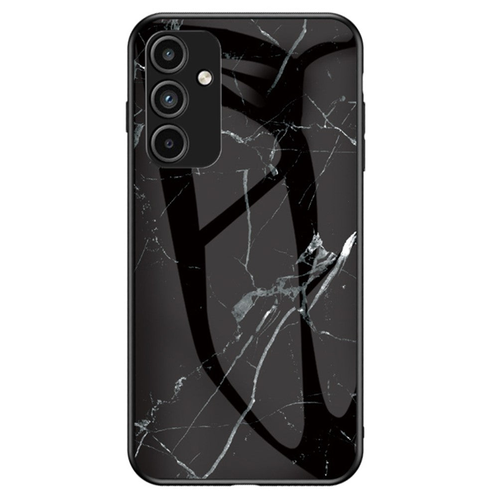 Til Samsung Galaxy A15 4G Cover Faldsikkert Marmormønster Hærdet Glas+PC+TPU Skal