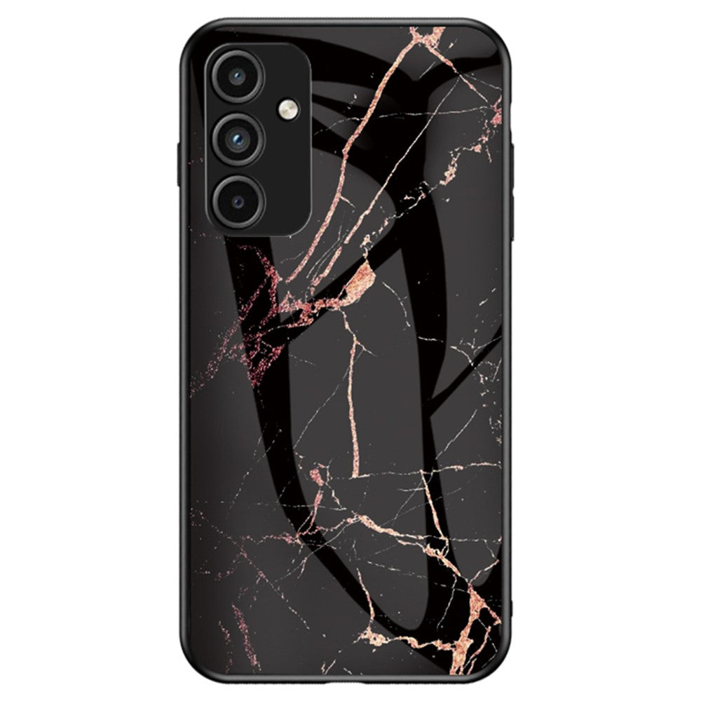 Til Samsung Galaxy A15 4G Cover Faldsikkert Marmormønster Hærdet Glas+PC+TPU Skal