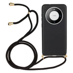 For Huawei Mate 60 Pro Back Case Wheat Straw + TPU Shockproof Phone Cover with Adjustable Lanyard