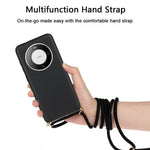 For Huawei Mate 60 Pro Back Case Wheat Straw + TPU Shockproof Phone Cover with Adjustable Lanyard