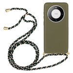 For Huawei Mate 60 Pro Back Case Wheat Straw + TPU Shockproof Phone Cover with Adjustable Lanyard