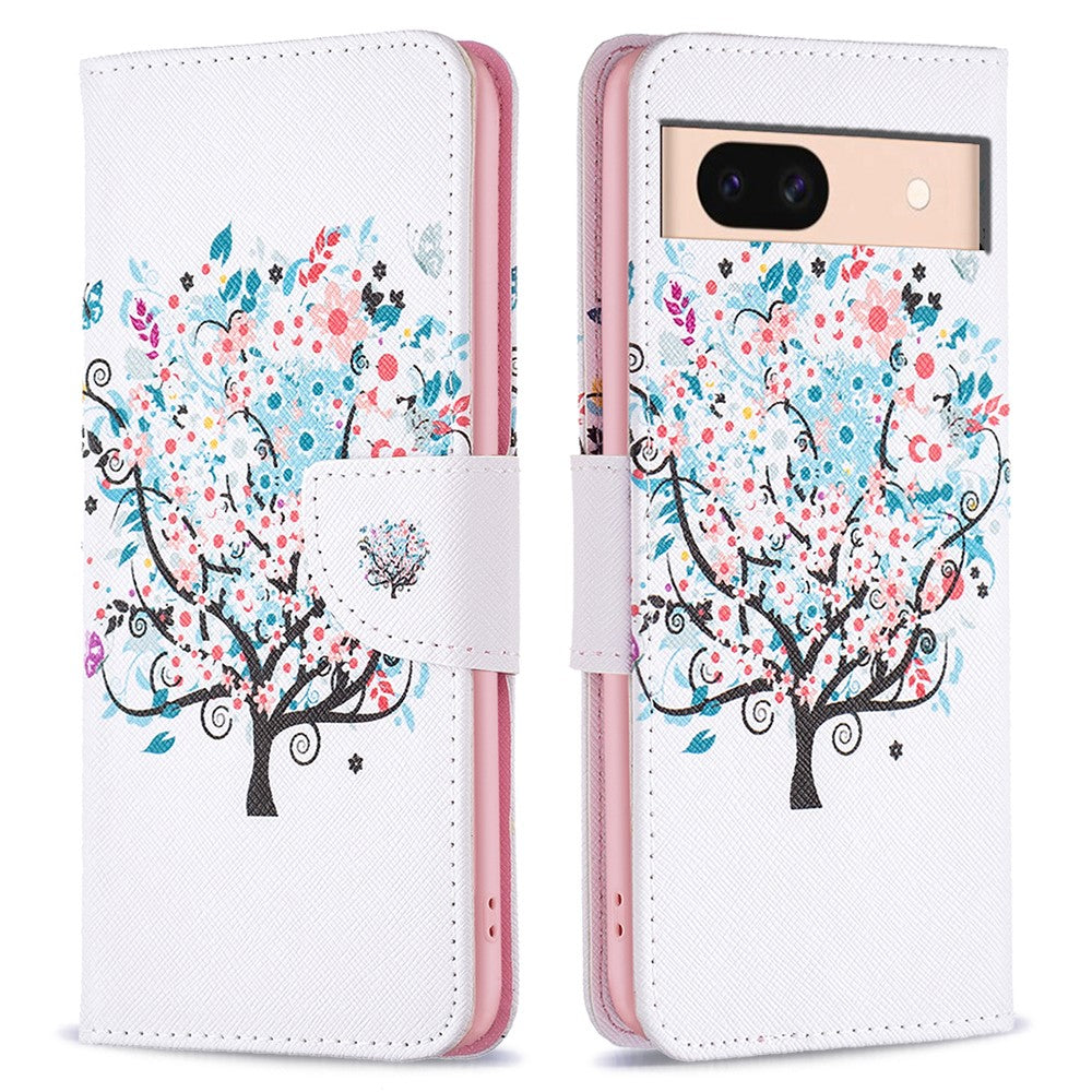 For Google Pixel 8a Case Pattern Printing Wallet Leather Phone Cover