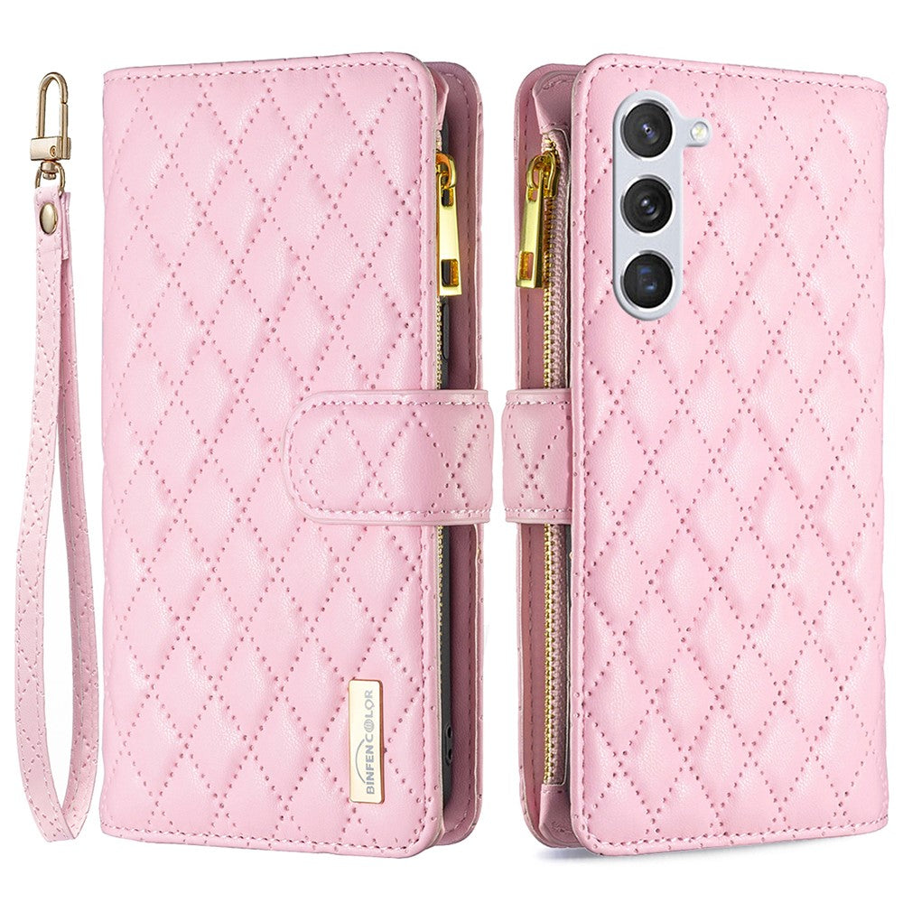 BINFEN COLOR BF Style-15 Til Samsung Galaxy S25+ / S24+ Lædertelefoncover Med Lynlåslomme Pung Telefoncover