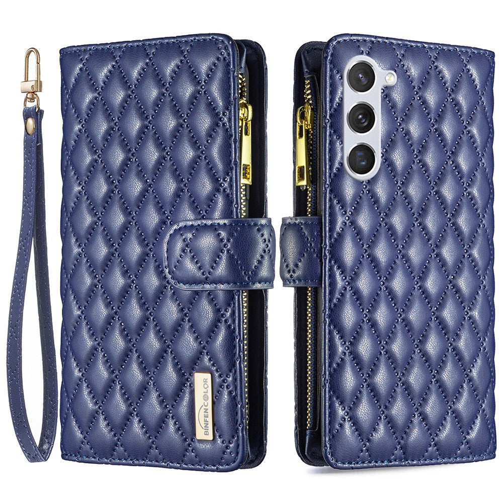 BINFEN COLOR BF Style-15 Til Samsung Galaxy S25+ / S24+ Lædertelefoncover Med Lynlåslomme Pung Telefoncover