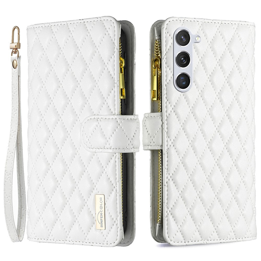 BINFEN COLOR BF Style-15 Til Samsung Galaxy S25+ / S24+ Lædertelefoncover Med Lynlåslomme Pung Telefoncover