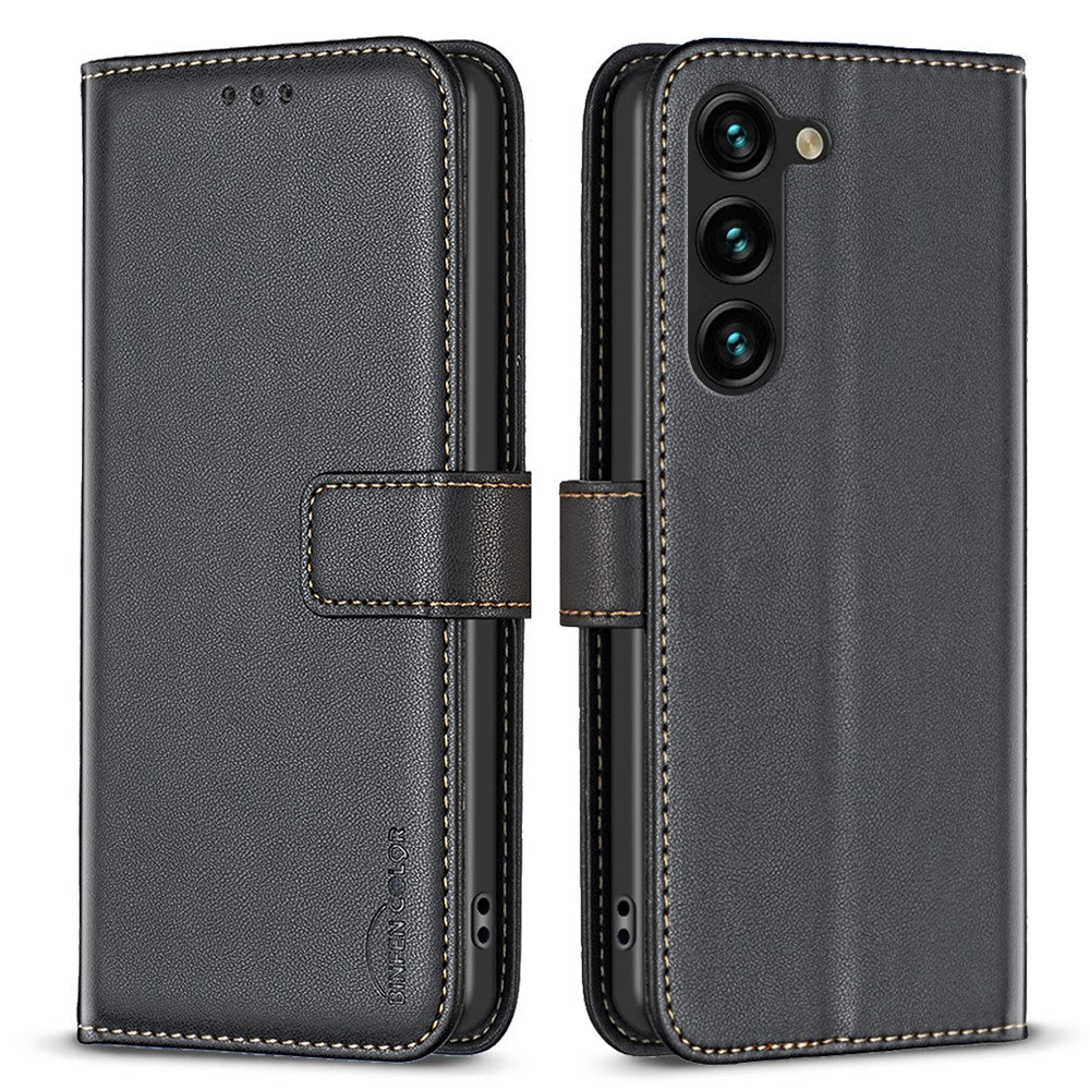 BINFEN COLOR BF17 For Samsung Galaxy S25+ / S24+ Dustproof PU Leather Case Stand Phone Cover