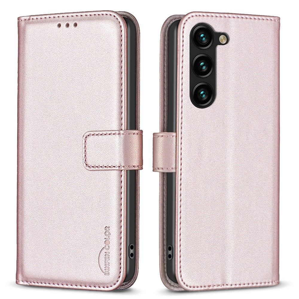 BINFEN COLOR BF17 Støvtæt PU læder cover med stander til Samsung Galaxy S25+ / S24+