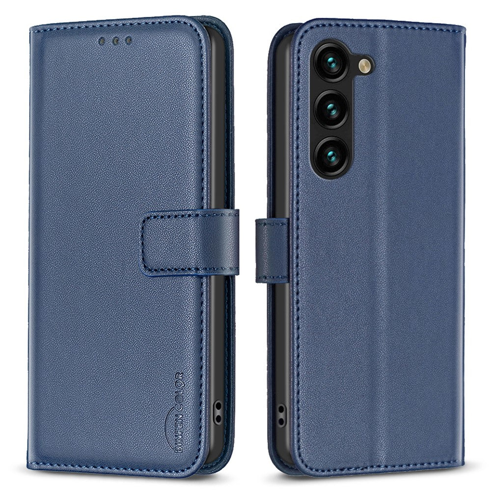 BINFEN COLOR BF17 Støvtæt PU læder cover med stander til Samsung Galaxy S25+ / S24+