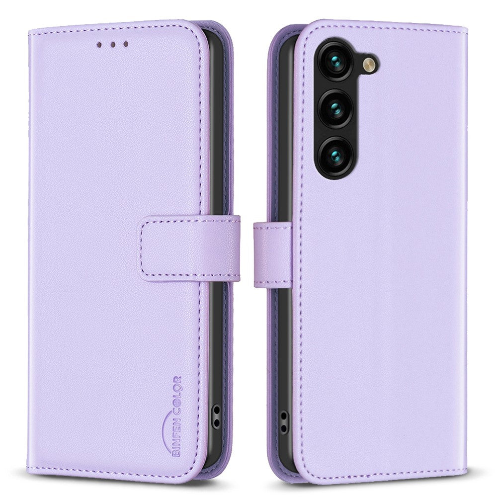BINFEN COLOR BF17 Støvtæt PU læder cover med stander til Samsung Galaxy S25+ / S24+
