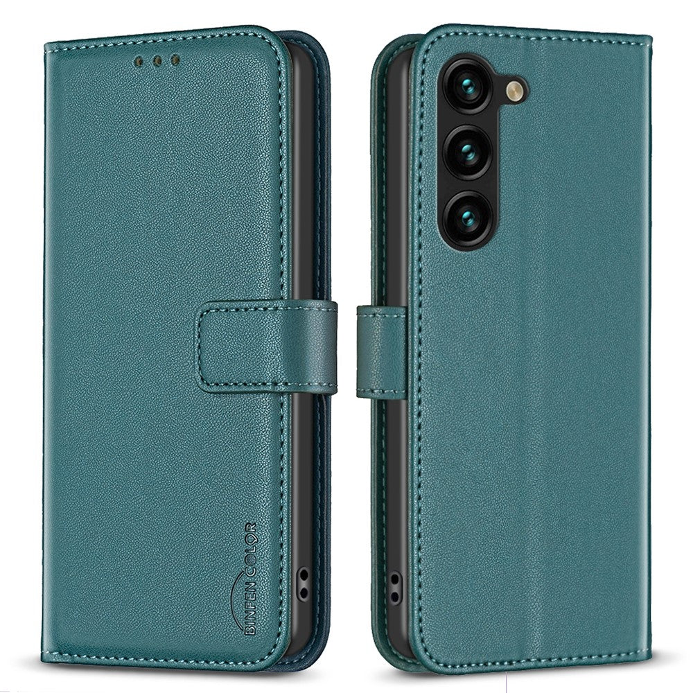 BINFEN COLOR BF17 Støvtæt PU læder cover med stander til Samsung Galaxy S25+ / S24+