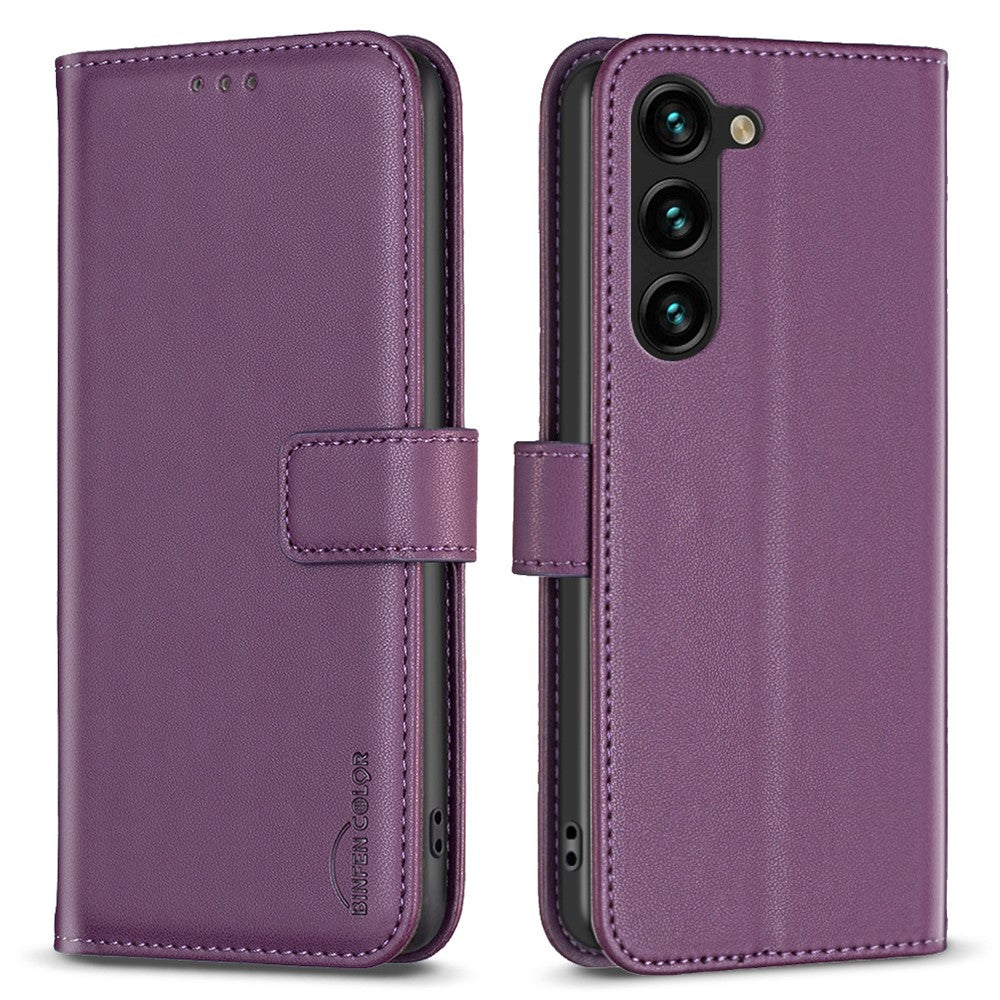 BINFEN COLOR BF17 Støvtæt PU læder cover med stander til Samsung Galaxy S25+ / S24+