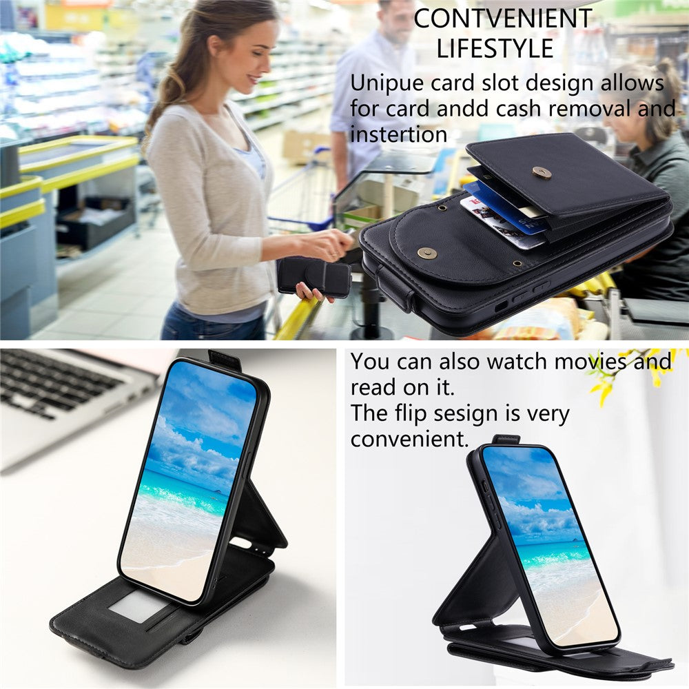 Samsung Galaxy S24 Ultra Skal Reptåligt Vertikalt Flip PU Läder+TPU mobilskal