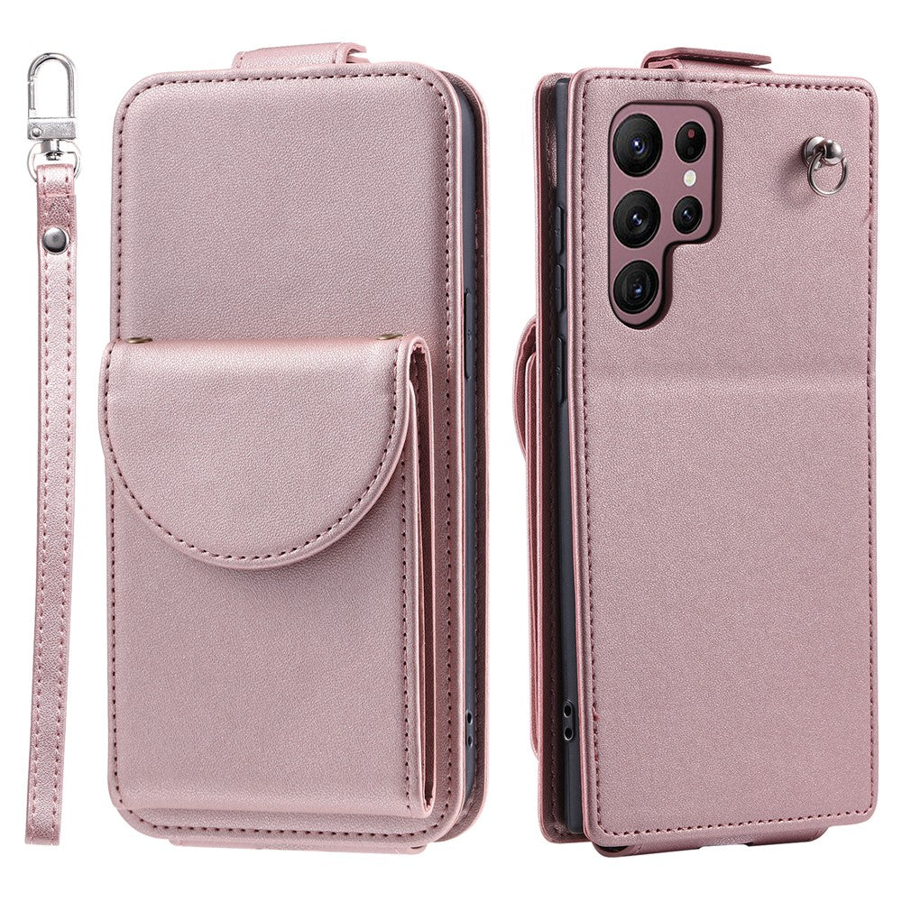 Samsung Galaxy S24 Ultra Skal Reptåligt Vertikalt Flip PU Läder+TPU mobilskal
