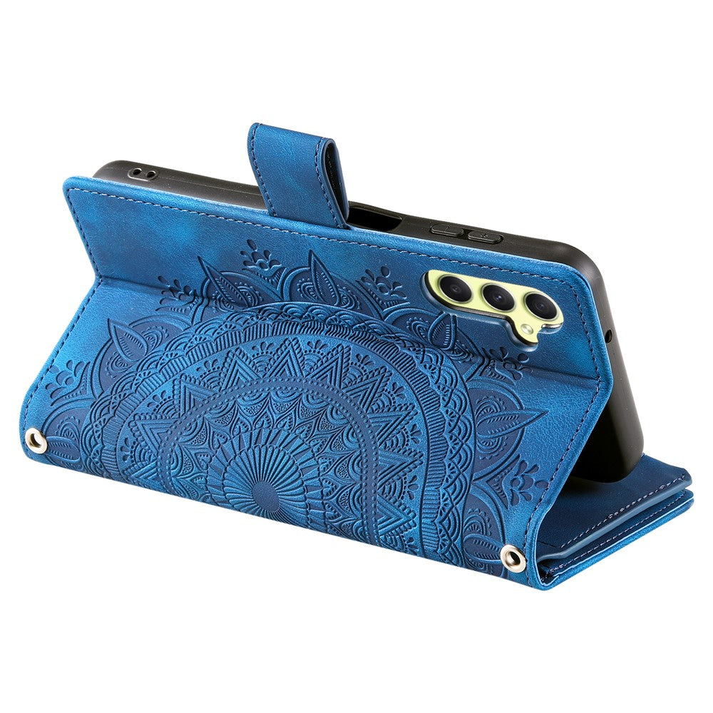 For Samsung Galaxy S24+ Case Mobile Phone Shell Wallet PU Leather Phone Cover with Strap