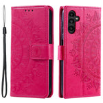 For Samsung Galaxy S24 Leather Case Mandala Flower Wallet Cover with Strap
