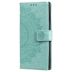 For Samsung Galaxy S24 Ultra Case PU Leather Mandala Flower Stand Cover with Strap