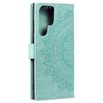 For Samsung Galaxy S24 Ultra Case PU Leather Mandala Flower Stand Cover with Strap