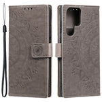 For Samsung Galaxy S24 Ultra Case PU Leather Mandala Flower Stand Cover with Strap