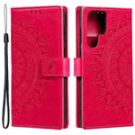 For Samsung Galaxy S24 Ultra Case PU Leather Mandala Flower Stand Cover with Strap