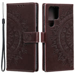 For Samsung Galaxy S24 Ultra Case PU Leather Mandala Flower Stand Cover with Strap