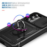 For Samsung Galaxy S23 FE Case Sliding Camera Cover PC+TPU Phone Shell