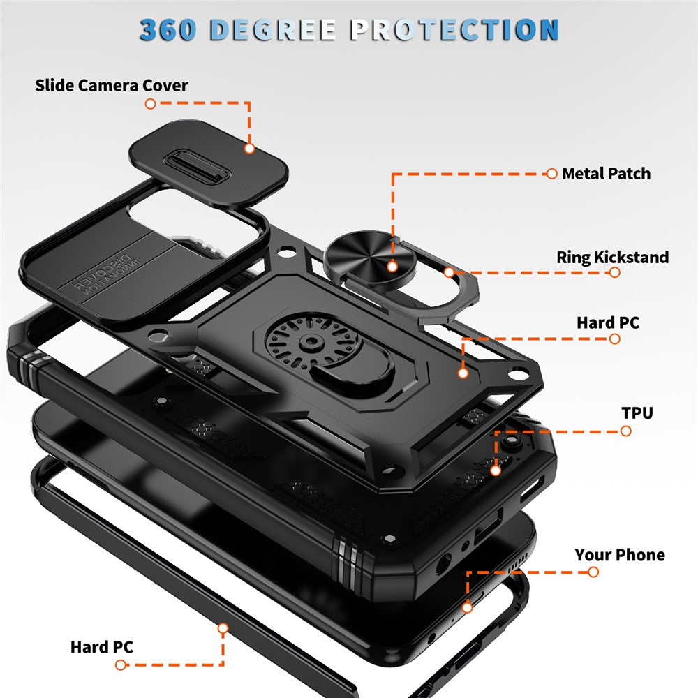 For Samsung Galaxy A25 5G (Global) (161.0 X 76.5 X 8.3mm) Case Sliding Camera Cover Anti-Drop PC+TPU Phone Shell