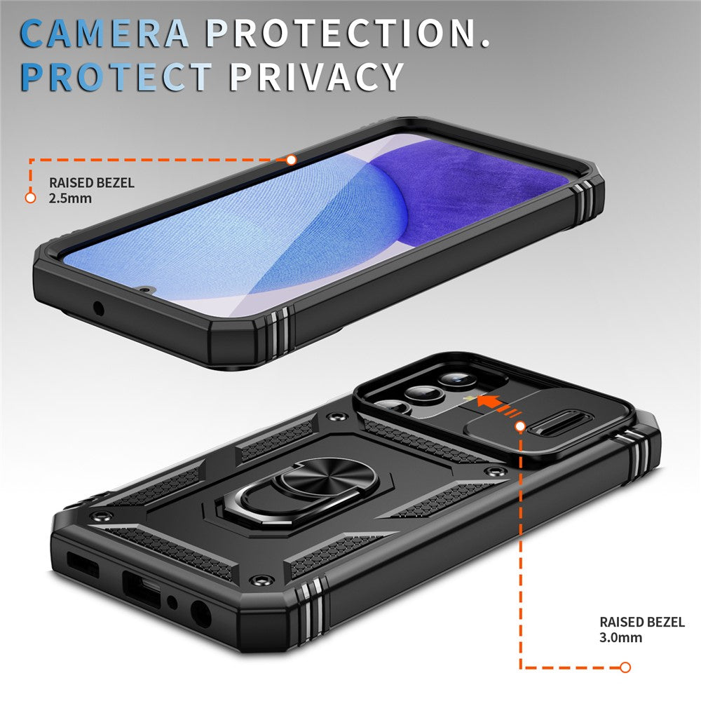 For Samsung Galaxy A25 5G (Global) (161.0 X 76.5 X 8.3mm) Case Sliding Camera Cover Anti-Drop PC+TPU Phone Shell