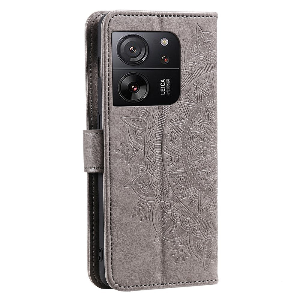 For Xiaomi 13T Pro / 13T / Redmi K60 Ultra Case Mandala Flower Imprinted Leather Cover with Strap