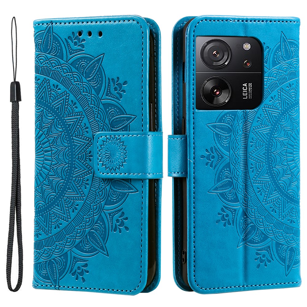 For Xiaomi 13T Pro / 13T / Redmi K60 Ultra Case Mandala Flower Imprinted Leather Cover with Strap