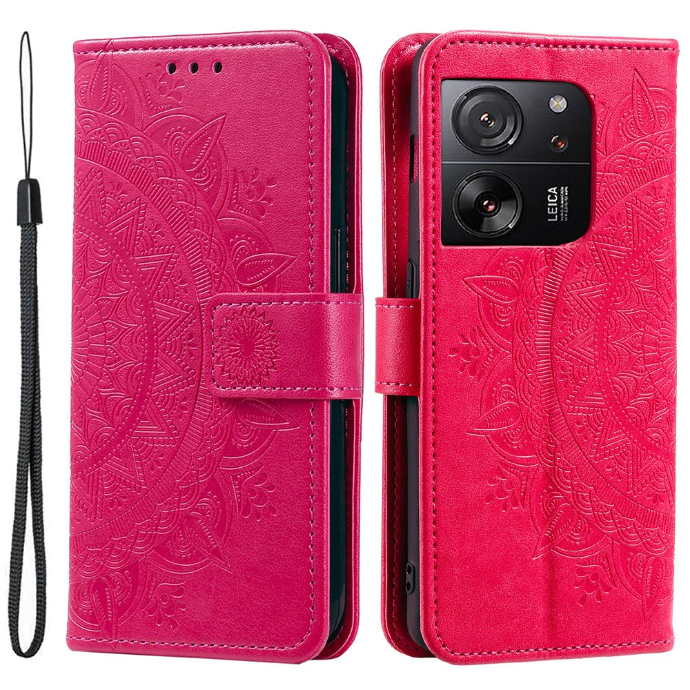 For Xiaomi 13T Pro / 13T / Redmi K60 Ultra Case Mandala Flower Imprinted Leather Cover with Strap
