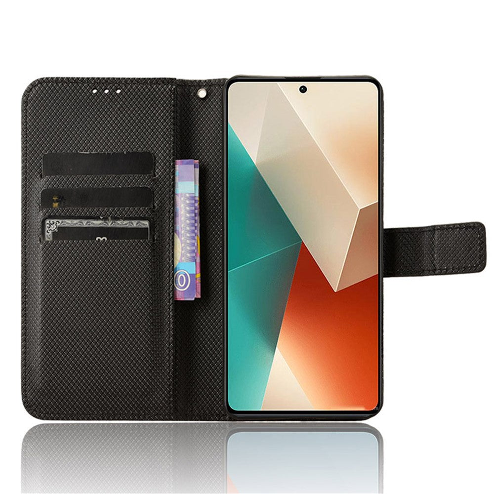 Xiaomi Redmi Note 13 5G-skal med magnetlås i läderplånbok