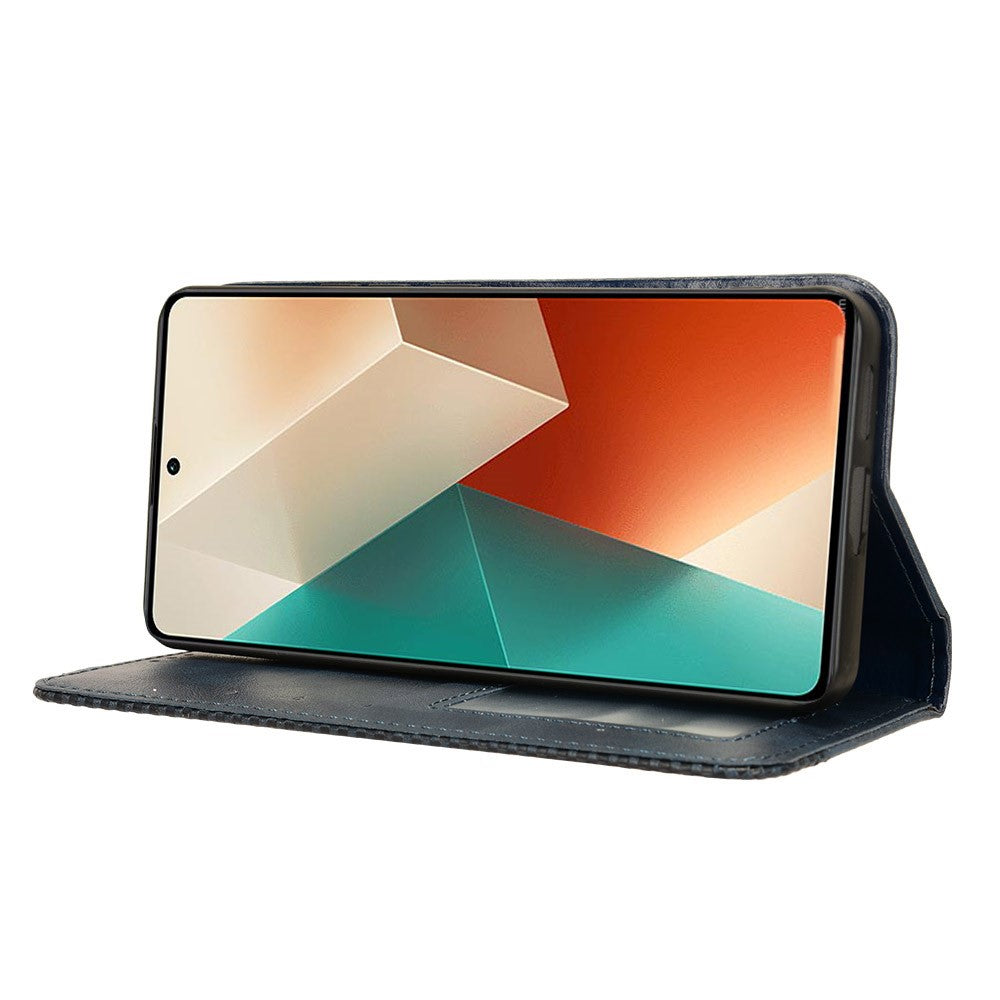 For Xiaomi Redmi Note 13 5G Mobile Phone Cover Case Wallet Retro PU Leather Shell