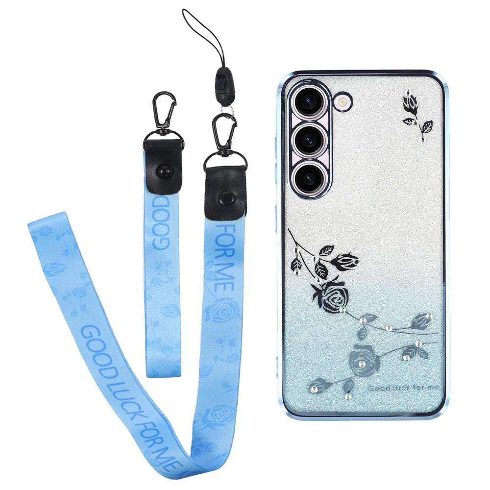 KADEM For Samsung Galaxy S22 5G Case Glitter Phone TPU Cover with Strap